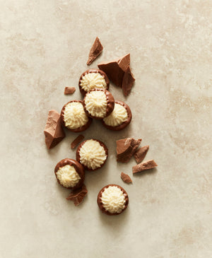 Vanilla Macaroons Dipped in Milk Chocolate